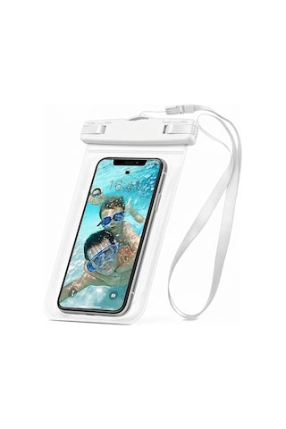 Yüksek Kaliteli Tüm Telefonlara Uyumlu Yağmur Su Geçirmez Waterproof Deniz Havuz Altı Telefon Kılıfı Beyaz