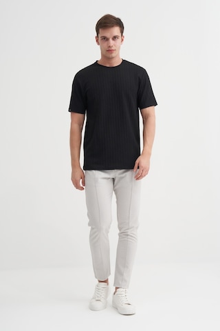 Cazador Erkek Bisiklet Yaka Örme Desen T Shirt 40510 Siyah