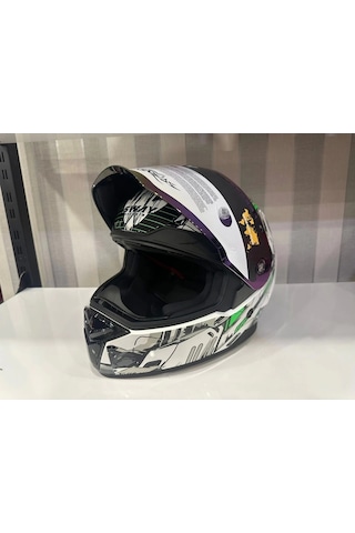 Sway Sw 850 Motosiket Kaskı Beyaz - Yeşil