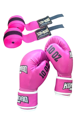 Boks Eldiveni Ve Bandaj 2 Li Set /kick Boks Eldiveni Ve Bandaj 2 Pembe