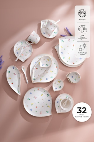 Emsan Daisy Porselen 32 Parça 6 Kişilik Kahvaltı Takımı Beyaz