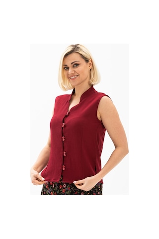 Eliş Şile Bezi Kolsuz Şile Bezi Arzu Bluz Bordo Brd Bordo