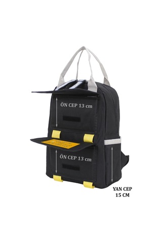 Case Club Kadın Sırt Çantası Yandan Cepli Su Geçirmmez Kumaş Siyah