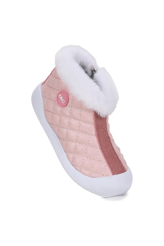Kiko Kids Biser Fermuarlı Termo Taban Kız Çocuk Bot Ayakkabı Pudra Pudra