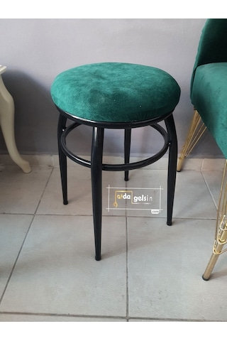Mutfak Balkon Teras Ofis Krom Tabure Kara Inci Karışık Renk