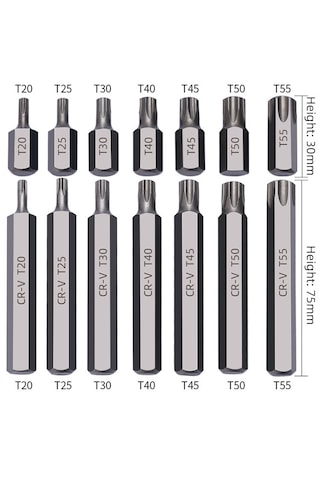 40 Parça Bits Uç Seti Torx Allen Ve Spline Fare Diş Cr-v Çelik Malzeme