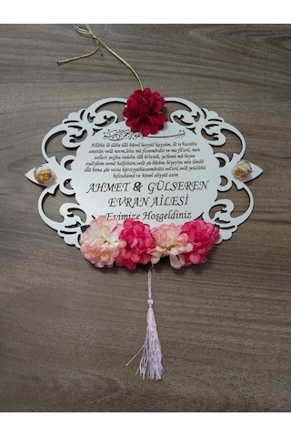 Dış Kapı Süsü Dualar Ve Çiçekler Eşliğinde Çok Şık Kaliteli