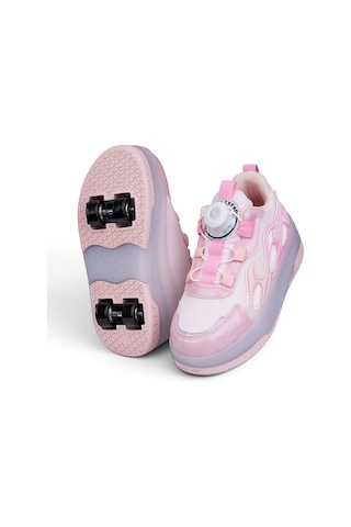 Nstil Unisex Çocuk Spor Ayakkabı Akıllı Bağcıklı Çıkarılabilen Patenli Işıklı Rahat Sneaker 030 Pembe