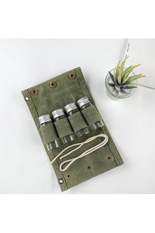 Pazly Kamp Baharat Kutusu Seti - Cam Kavanozlar, Koyu Yeşil Renk Koyu Yeşil