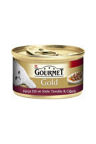 Gourmet Gold Parça Etli 4 Çeşit Karışık Konserve Yetişkin Kedi Maması 24 x 85 G