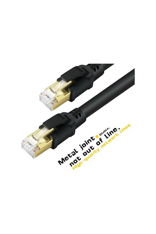 Pazly Çat8 Saf Bakır Ağ Kablosu, 40gbps Hız, 2000mhz Bant Genişliği, Siyah Uçlar, 10m