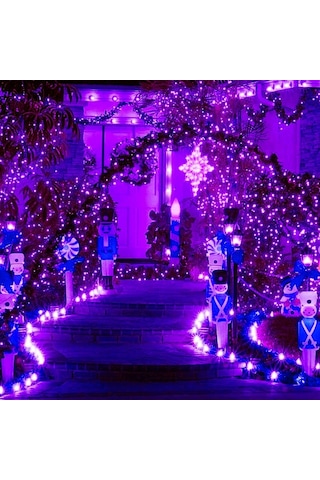 Soulader Su Geçirmez 200 Led Solar Aydınlatma Bahçe Dış Mekan Aydınlatma Dekoratif Işıklı Zincir Mor