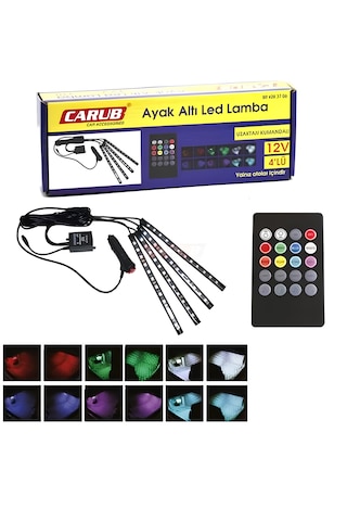 12v Ayak Altı Led Lamba 4lü Kumandalı 12 Led