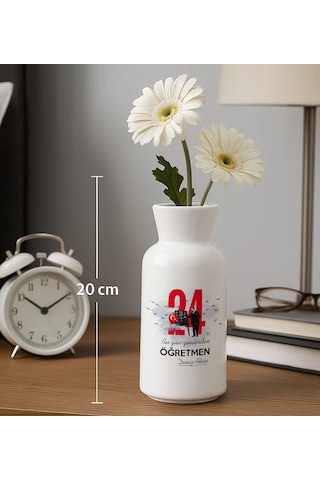 Bk Gift Kişiye Özel Öğretmenler Günü Tasarımlı Seramik Vazo-3, Ev Hediyesi, Öğretmene Hediye Kobitmeyencom35084 Bk Gift