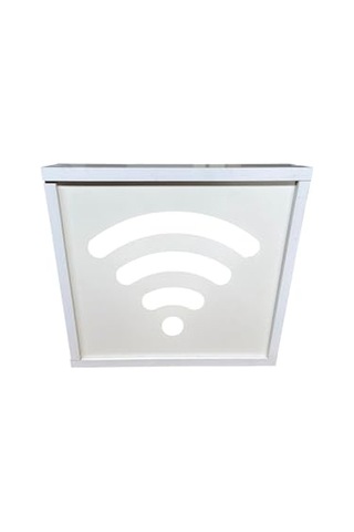 Ahşap Modem Saklama Kutusu Dekoratif Wifi Saklama Kutusu Demonte 35 X 40 Cm Sürgülü Kapak Wi-fi Desenli Açık Bej