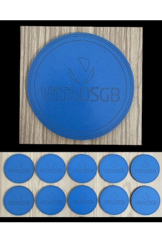 10'lu Kişiye / Şirkete Özel Logolu Bardak Altlığı Seti Lazer Kesim Kurumsal Hediye 9 Cm Koyu Mavi