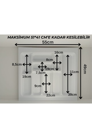 55x49 Cm. Beyaz Kaşıklık Ve Kepçelik 2'li Set 51x41 Cm'e Kadar Kesilebilir - 55x49byz-set Beyaz