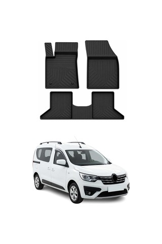 Renault Express 2021-2026 Uyumlu 4d Havuzlu Paspas Kauçuk Siyah 3 Parça
