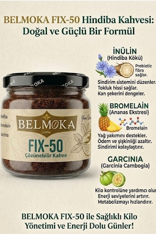 Belmoka Fıx-50 Bromelain ve Garcinia Katkılı Hindiba Kahvesi 120 G