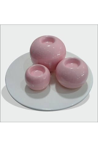 Seramik Krem Pembe Mumluk Seti Biblo