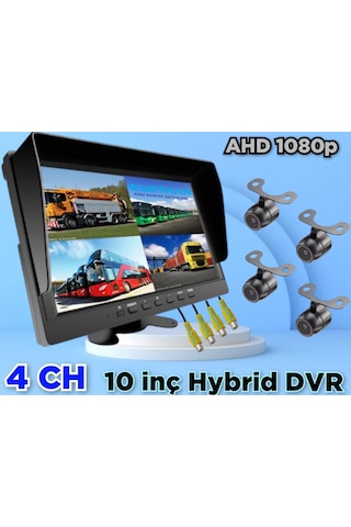 Dvr Hybrid 10'' Ekran + 4 Adet Ahd 1080p Kelebek Kamera Seti