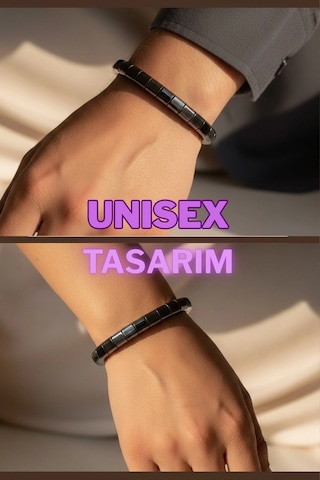 Unisex Kaliteli Hematit Bileklik 432-1 Gri