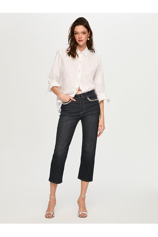 Faik Sönmez Cebi Taş Süslemeli Starıght Fıt Jean Capri S26jcp001 Us26jcp00113 Antrasit