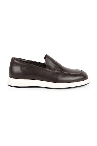 Lbr Erkek Loafer %100 Hakiki Deri Bağcıksız Penny Makosen Hafif Beyaz Eva Taban Klasik Günlük Ayakkabı H1028 Kahve-beyaz