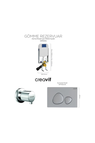 Spa Gömme Rezervuar Seti,gr5001,gp7002,ms.ac50l Krom