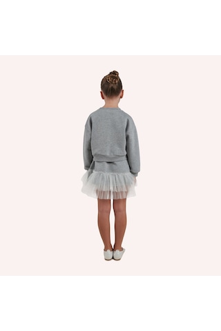 Kız Çocuk Simli Örme Elbise Gri-melanj 2421gk26020-4880 001