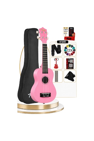 Midex UKX-233PK Pembe Concert Ukulele (Askı Çanta Metod Pena)