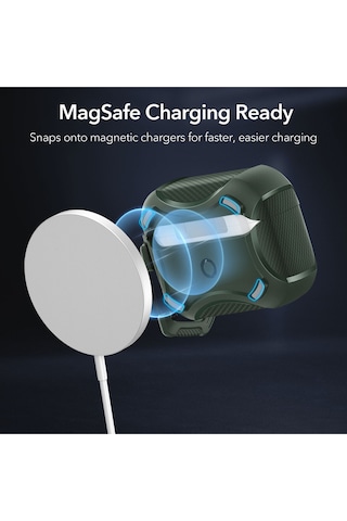 Apple AirPods Uyumlu Pro / Pro 2 Kılıf - Cyber Armor Tough Halolock Magsafe Kılıf Yeşil