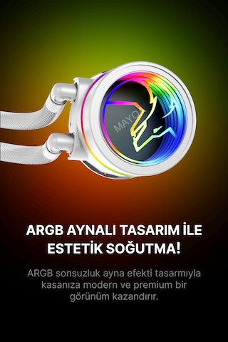 Gametech Hydra Ahd360w Argb Aynalı Fan 360mm Beyaz Sıvı Soğutma