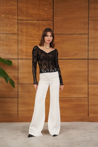 Verymoda Dantel Bluz - F2071 Siyah