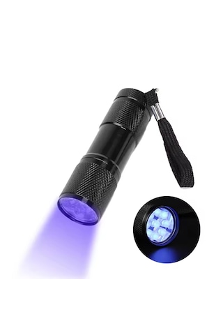 Fenerix 9 Led Ultraviyole El Feneri, 395 Nm Uv Fener Mat Siyah