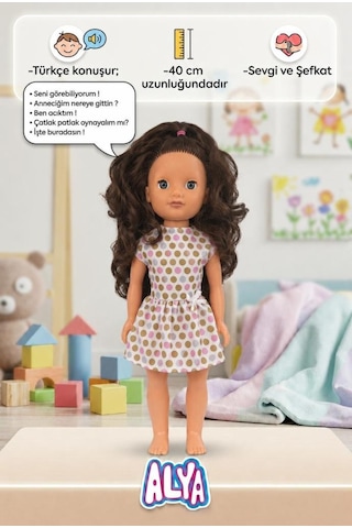 Alya Türkçe Konuşan Etkileşimli Eğitici Oyuncak Bebek 40 Cm Kafası Ve Kolları Et Bebek 15064434