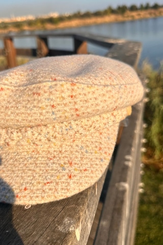 Mollycrush Krem Kışlık Gazeteci Şapka Örgü Detaylı Newsboy Kadın Kasket Krem