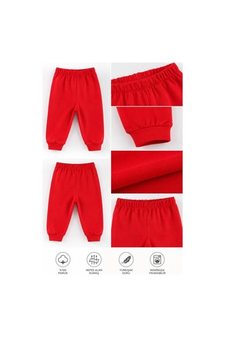 H&c Coolboy H&c %100 Pamuk Penye Bebek Tek Alt Pantalon 0-36 Ay Kırmızı