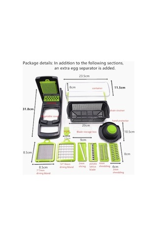 Maoyaya Mutfak Dilimleyici Meyve Kesici Patates Soyucu, Pratik Tasarım Yeşil-Siyah