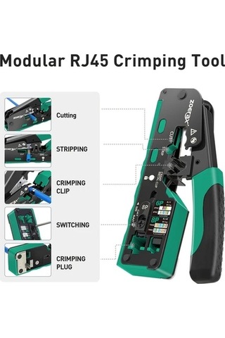 Besthome1 Yeşil Zoerax Rj45 Sıkma Aracı Cat7-6a-6-5e Ethernet Tel Kesici Yedek Bıçaklı