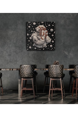 Astronot Kafası Sürreal Ahşap Tablo 8mm