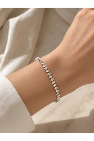 3mm Markiz Su Yolu Bileklik 16+2cm Gümüş