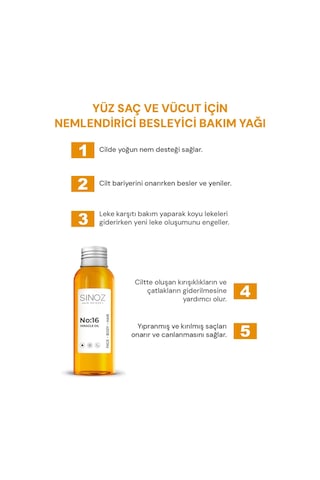 Sinoz No:16 Nemlendirici Besleyici Yenileyici Işıltı Verici Mucizevi Onarıcı Bakım Yağı 100 ML