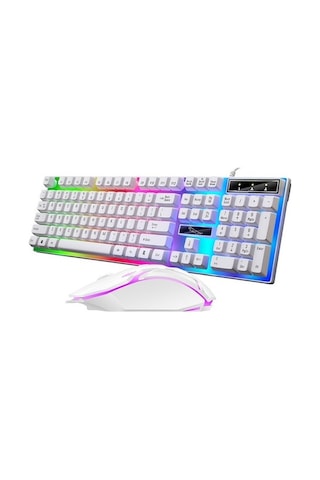 Flybuy G21b Usb Led Işıklı Q Klavye Ve Mouse Set, Oyun Ve Ofis İçin Kullanışlı Design Diğer