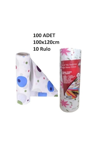 Kapris 100x120 Kullan At Masa Örtüsü 12 Metre 100 Adet 10 Rulo Ekonomik Set Çok Renkli