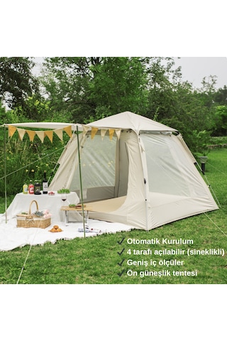 Kingcamp Positano 4 Kişilik Otomatik Kurulum Çadır Sand Krem