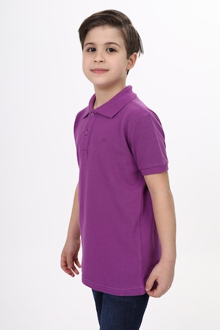 Toontoy Kids Toontoy Unisex Polo Yaka Düğmeli Uzun Kısa Tişört Mor