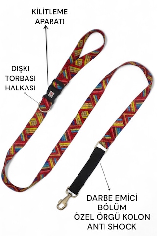 Caramelos Köpek Gezdirme Tasması, Bağlama Kilitli, Anti Shock 7 Kırmızı