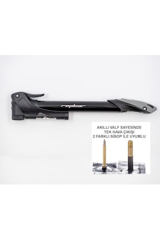 Raptor M21b-02 Akıllı Valf Presta Ve Oto Sibop Uyumlu Pompa Siyah