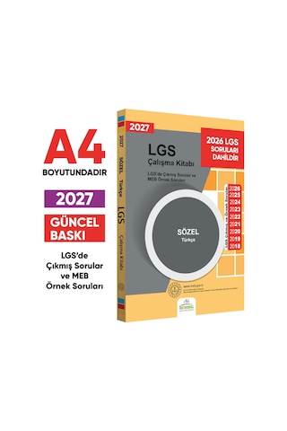 2027 LGS 8.Sınıf Çıkmış ve MEB Örnek Soruları Türkçe Sözel Çalışma Kitabı A4 RENKLİ Baskı